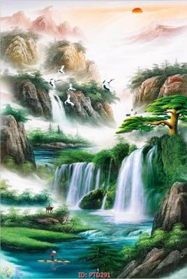File gốc File phong thủy đứng thác nước PTD291 (cho in ấn) từ Filetranh.com
