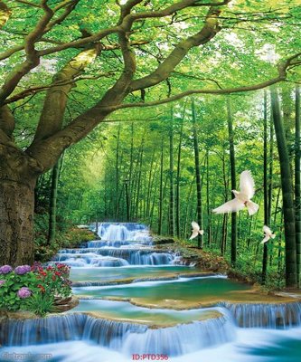 File in trần File phong thủy đứng thác nước PTD356 (bản gốc) mây trời