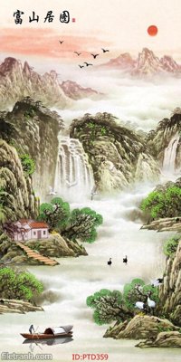 Mua file tranh gốc File phong thủy đứng thác nước PTD359 tại Filetranh.com