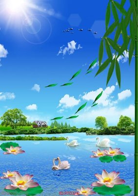 Tải file File phong thủy đứng thác nước PTD374 (gốc) chủ đề tôn giáo