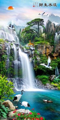 File gốc File phong thủy đứng thác nước PTD394 (phong cách) cổ điển