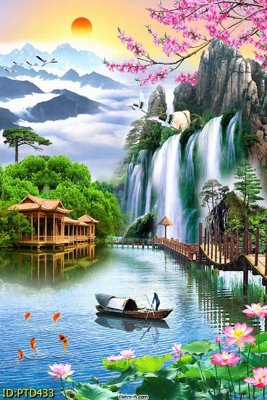 Tải file tranh File phong thủy đứng thác nước PTD433 (ảnh gốc) ngay