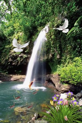 File tranh File phong thủy đứng thác nước PTD440 (gốc) chủ đề tĩnh vật