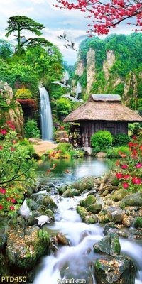 File tranh File phong thủy đứng thác nước PTD450 (ảnh gốc) không bị mờ