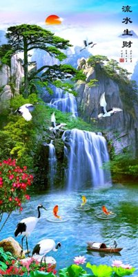 Ảnh gốc File phong thủy đứng thác nước PTD466 (siêu chi tiết) để in ấn