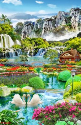 Tải file File phong thủy đứng thác nước PTD483 (ảnh gốc) 300dpi File phong thủy đứng thác nước PTD483