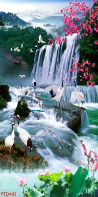 Ảnh gốc File phong thủy đứng thác nước PTD493 (độ nét cao) in mica