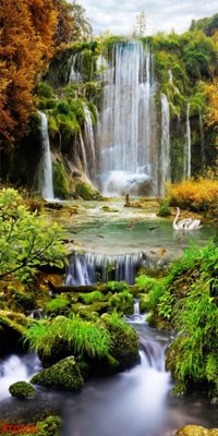 File tranh in mica File phong thủy đứng thác nước PTD509 (độ phân giải cao)