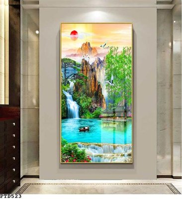 File gốc File phong thủy đứng thác nước PTD523 (trang trí) phòng ngủ