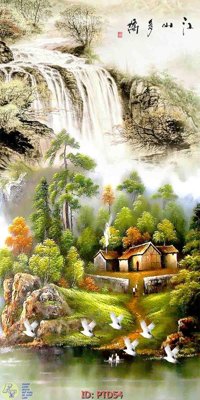 File tranh trang trí File phong thủy đứng thác nước PTD54 (tải file gốc)