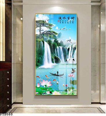 Ảnh gốc file in lụa File phong thủy đứng thác nước PTD560 chi tiết