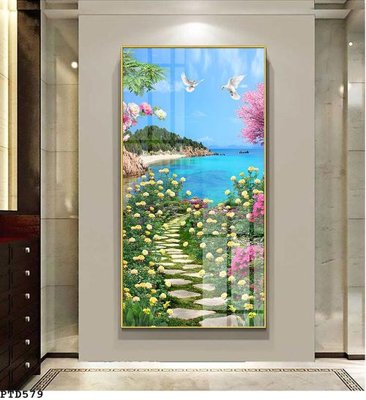 Download file File phong thủy đứng thác nước PTD579 (gốc) in mica bàn thờ