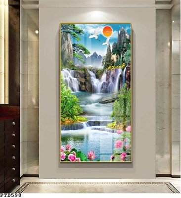Tải file File phong thủy đứng thác nước PTD598 (PSD) cho in tranh 3D