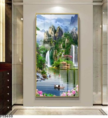 File PSD File phong thủy đứng thác nước PTD600 (gốc) nhiều lớp (multi-layer)