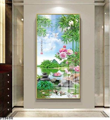 File tranh File phong thủy đứng thác nước PTD606 (ảnh gốc) không bị mờ