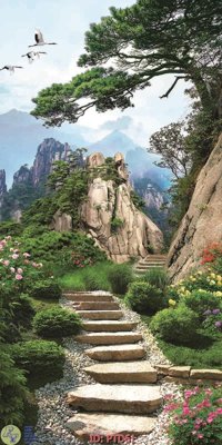 File gốc File phong thủy đứng thác nước PTD61 (in lụa) tranh thuận buồm