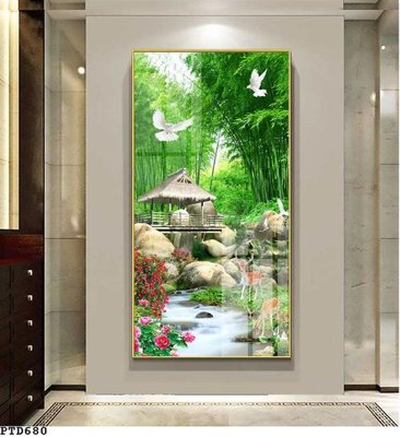 File gốc File phong thủy đứng thác nước PTD680 (in lụa) cao cấp