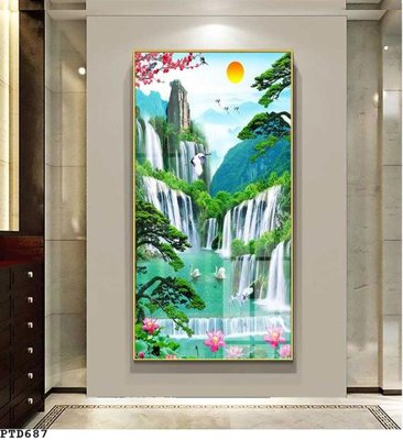 File PSD File phong thủy đứng thác nước PTD687 (nguyên gốc) chất lượng cao