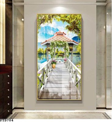 Download file gốc File phong thủy đứng thác nước PTD704 (in lụa) tranh 3D