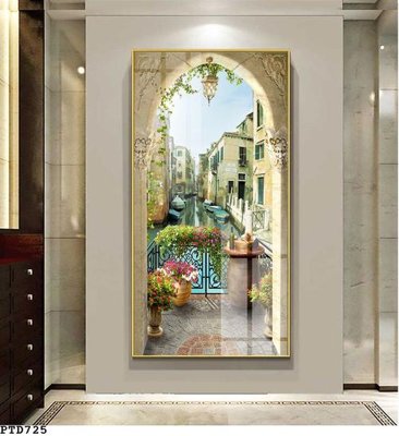 File tranh File phong thủy đứng thác nước PTD725 (gốc) chủ đề trừu tượng