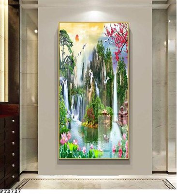 File gốc File phong thủy đứng thác nước PTD727 (in mica) cắt laser