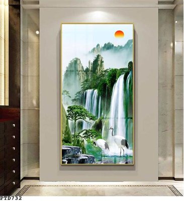 Tải file File phong thủy đứng thác nước PTD732 (gốc) in tranh tráng gương