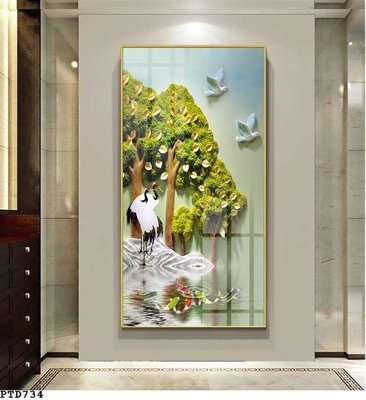 File gốc File phong thủy đứng thác nước PTD734 (in tráng gương) ốp tường