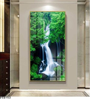 File tranh File phong thủy đứng thác nước PTD753 (gốc) chủ đề động vật