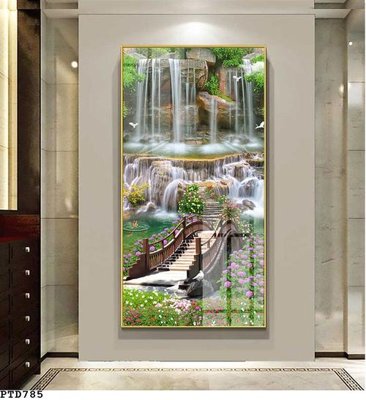 File tranh File phong thủy đứng thác nước PTD785 (ảnh gốc) độ nét vượt trội