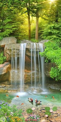 File PSD File phong thủy đứng thác nước PTD86 (bản gốc) cho nhà in