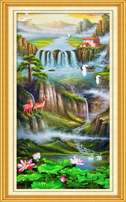 File tranh ảnh gốc File phong thủy đứng thác nước PTD89 dùng cho in khổ lớn