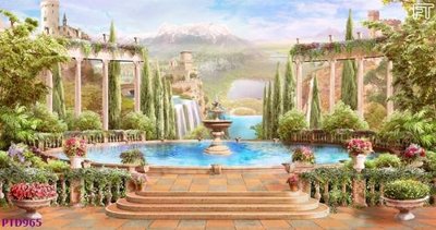 File ảnh File phong thủy đứng thác nước PTD965 (gốc) trang trí khách sạn