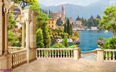 File tranh File phong thủy đứng thác nước PTD969 (bản gốc) treo tường