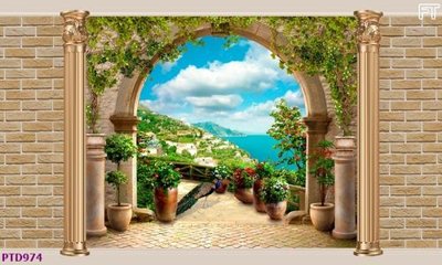 Tệp tin gốc File phong thủy đứng thác nước PTD974 (chất lượng cao) File phong thủy đứng thác nước PTD974