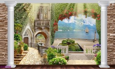 File tranh trang trí File phong thủy đứng thác nước PTD990 (file gốc)