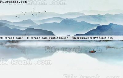 File tranh Phong canh thuy mac Trung Quoc 247 (bản gốc) in lụa 3D