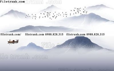 File tranh Phong canh thuy mac Trung Quoc 298 (file gốc) chuẩn màu in