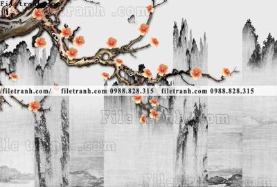 File tranh Phong canh thuy mac Trung Quoc 387 (ảnh gốc) in trần nhà