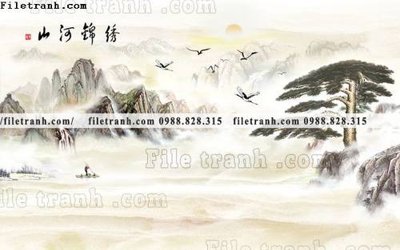 File tranh Phong canh thuy mac Trung Quoc 437 (file gốc) chuẩn màu in