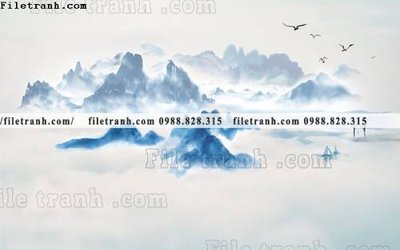 File tranh trang trí Phong canh thuy mac Trung Quoc 483 (file gốc)