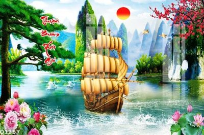 File in trần File gốc in tranh tổng hợp Q1357 (bản gốc) phong cảnh