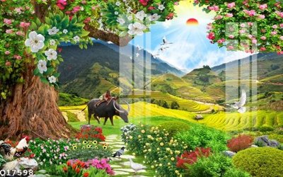 File gốc File gốc in tranh tổng hợp Q17598 (in lụa) hoa văn cổ điển