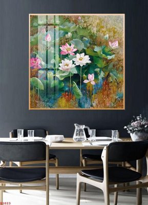 File ảnh Tranh cửu ngư quần hội sen cá S1023 (gốc) trang trí khách sạn