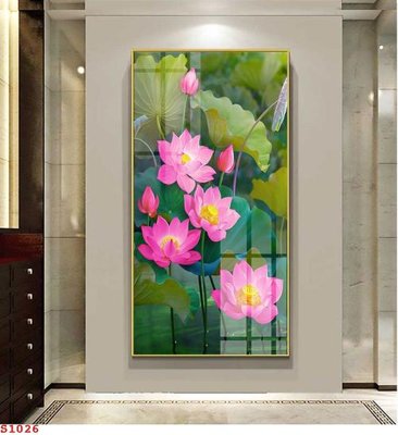 File gốc Tranh cửu ngư quần hội sen cá S1026 (in tráng gương) hiện đại