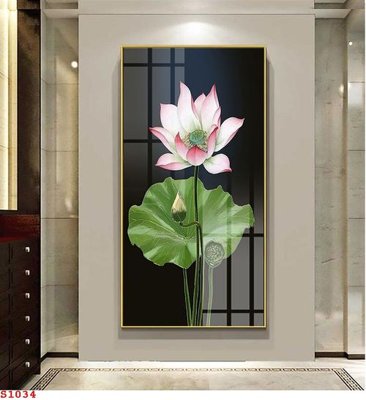 File gốc Tranh cửu ngư quần hội sen cá S1034 (in 3D) nghệ thuật