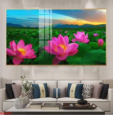 File gốc Tranh cửu ngư quần hội sen cá S1039 (in lụa) tranh phong thủy