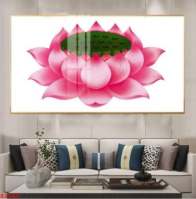 File gốc Tranh cửu ngư quần hội sen cá S1040 (in tráng gương) ốp tường