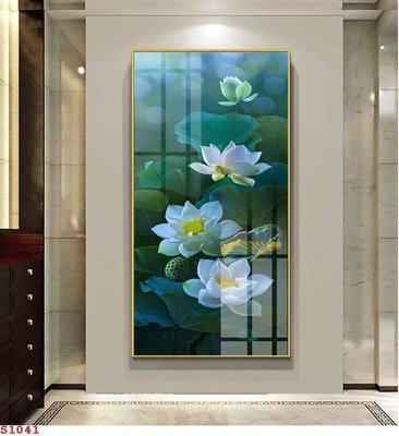 File tranh Tranh cửu ngư quần hội sen cá S1041 (gốc) in trên kính