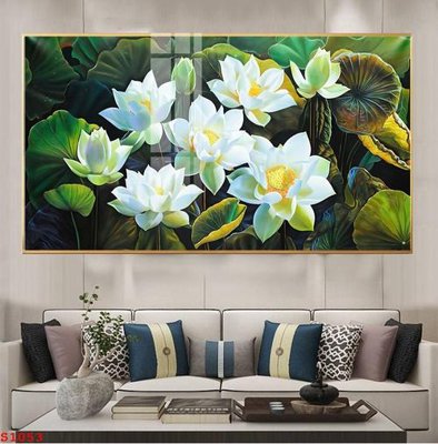 File gốc Tranh cửu ngư quần hội sen cá S1053 (in tráng gương) ốp tường