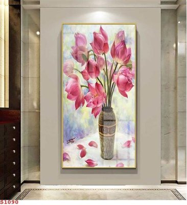 Download file gốc Tranh cửu ngư quần hội sen cá S1090 (in mica) trong suốt